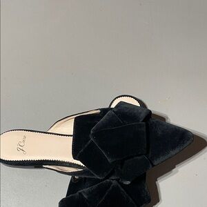 J. Crew Black Velvet Mules with Bow
